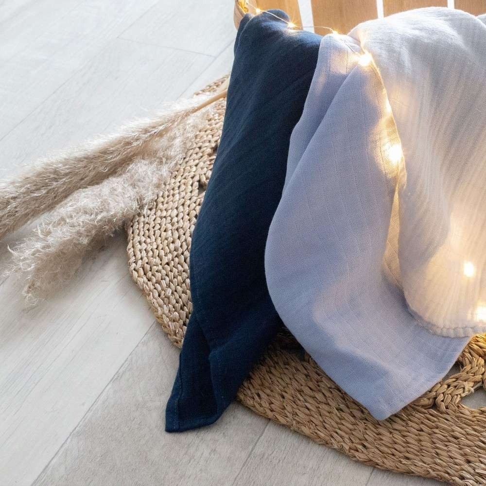 3 Baby-Mulltücher - Oeko-tex - Pastellblau Kinousses - 3
