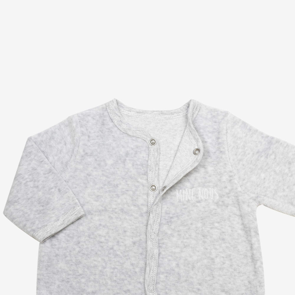 Pyjama velours bébé gris chiné - Mini nous Kinousses - 4 Pyjama velours bébé gris chiné - Mini nous Kinousses - 4