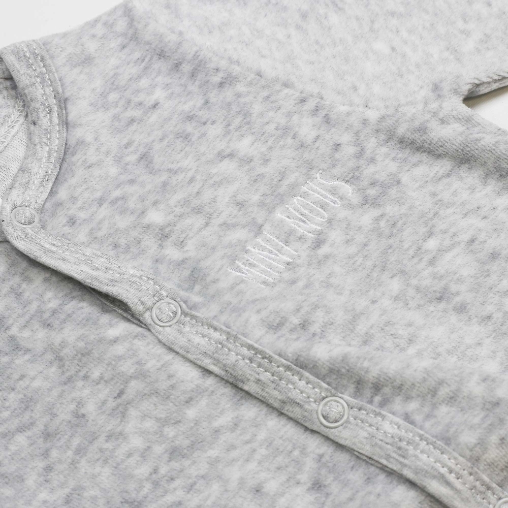 Pyjama velours bébé gris chiné - Mini nous Kinousses - 3 Pyjama velours bébé gris chiné - Mini nous Kinousses - 3