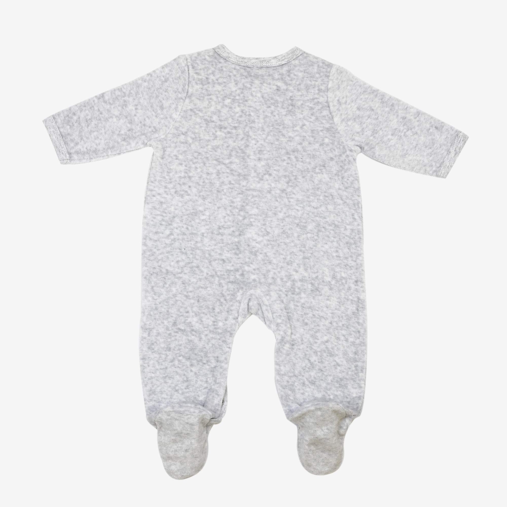 Pijama para bebé cinzento mesclado liso em veludo