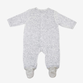 Pijama para bebé cinzento mesclado liso em veludo