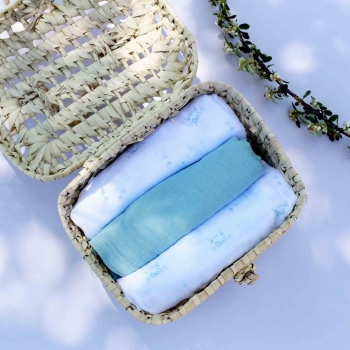 Set of 3 sea green swaddle blankets - Little cat - Oeko-tex Kinousses - 5