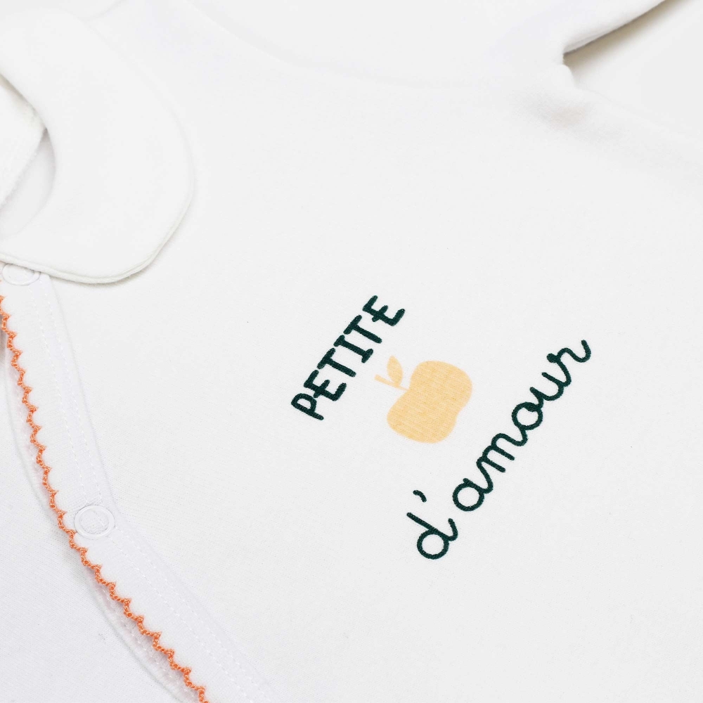 Pijama de recém-nascida branco e rosa - Petite pomme