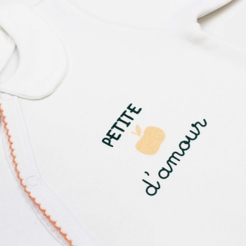 Newborn girl's white and pink pajamas - Little apple