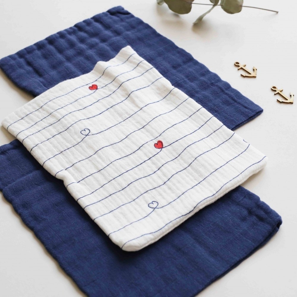 3er-Set Baby-Waschlappen - Marinière d'amour Kinousses - 4 3er-Set Baby-Waschlappen - Marinière d'amour Kinousses - 4