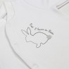 Imprimé lapin et message sur pyjama naissance blanc Pompon Imprimé lapin et message sur pyjama naissance blanc Pompon
