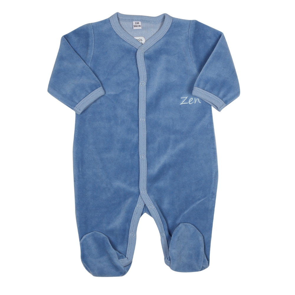 Pyjama naissance garçon - Zen - Pyjama velours bébé à ouverture devant