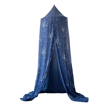 dossel de cama azul-marinho com estrelas