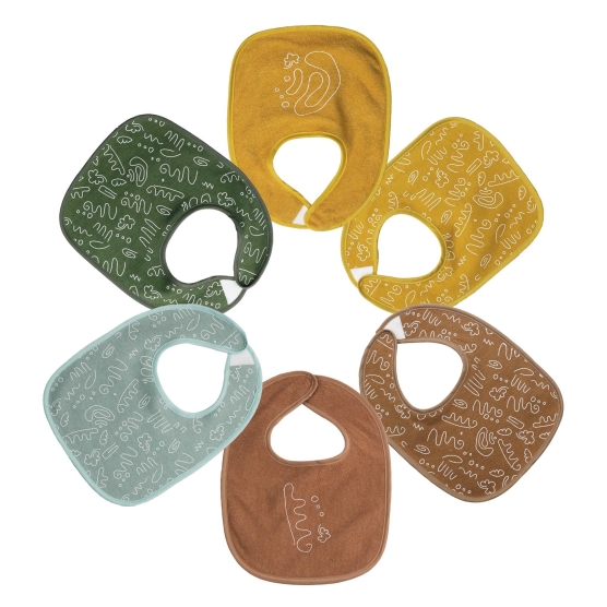 Set of 6 colored bibs