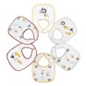 Conjunto de 6 babetes brancos com pequenos animais coloridos