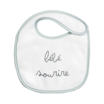 Bébé sourire sur ce bavoir sauge Bébé sourire sur ce bavoir sauge