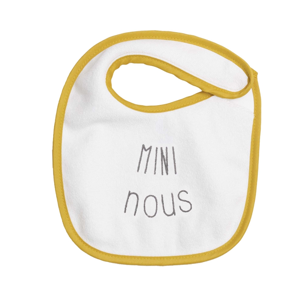 White and mustard Mini nous bib White and mustard Mini nous bib