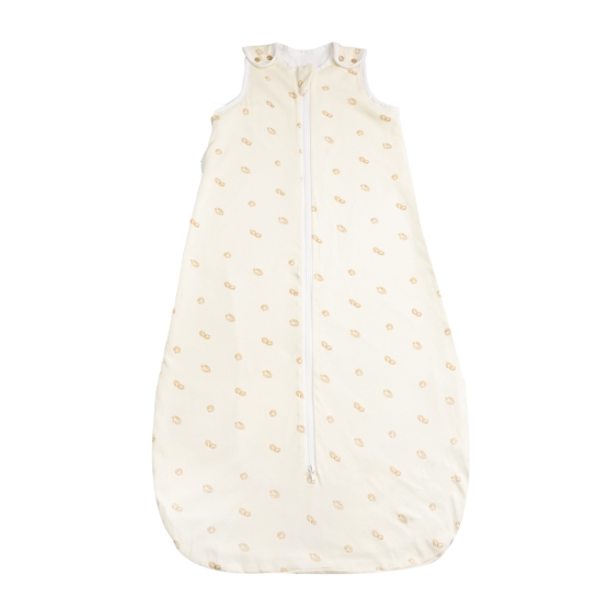 Baby sleeping bag in ecru with leaf pattern