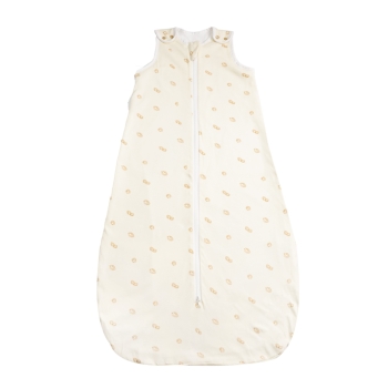 Baby sleeping bag in ecru with leaf pattern