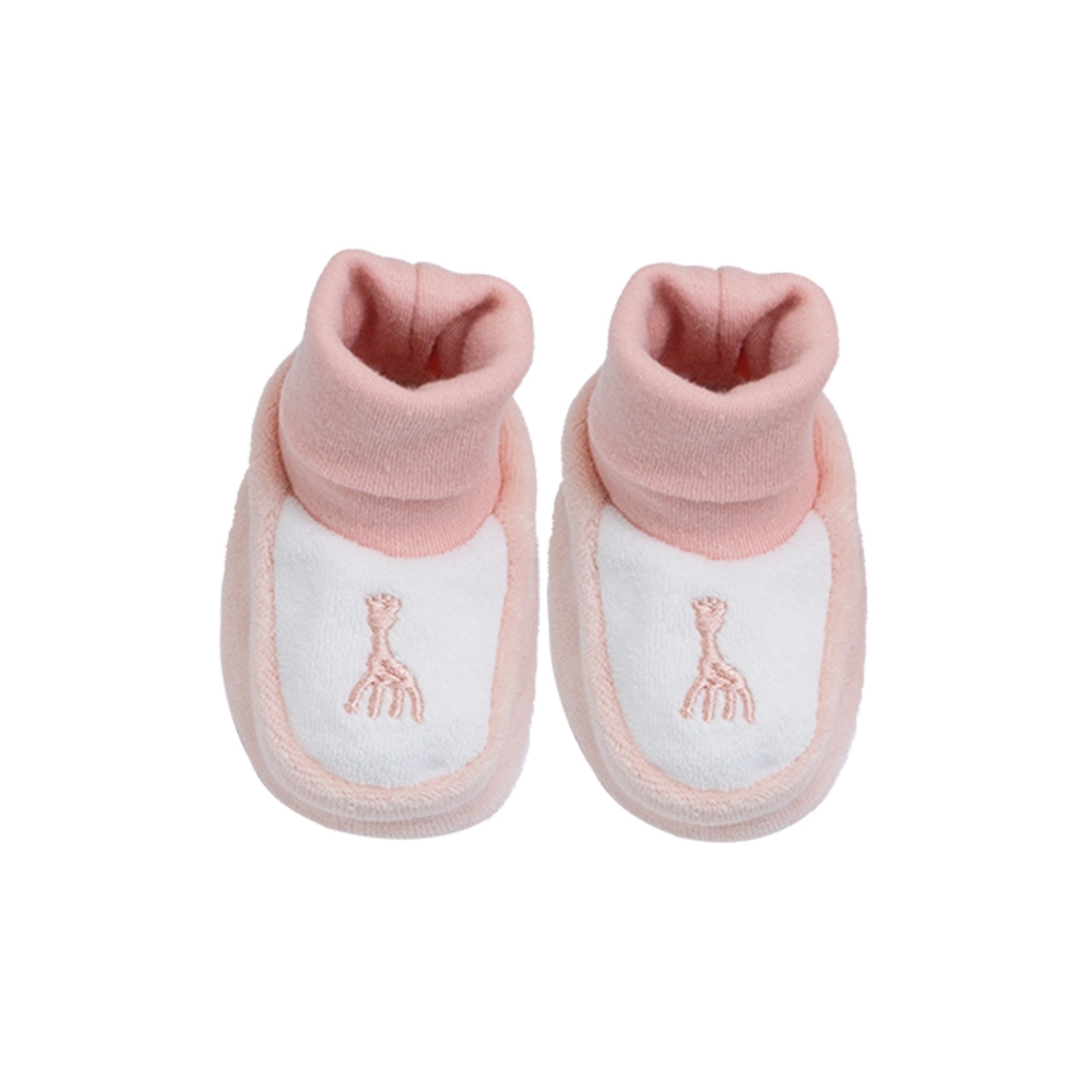 Pantufa cor-de-rosa com bordado rosa da girafa Sophie