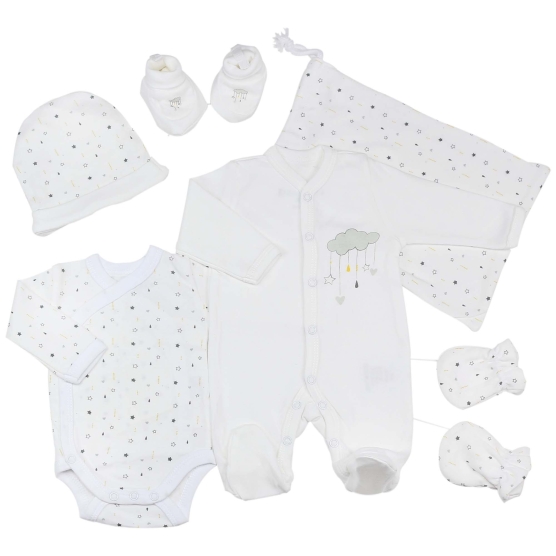 Kit Naissance 6Pcs , Trousseau de naissance de Trois Kilos Sept