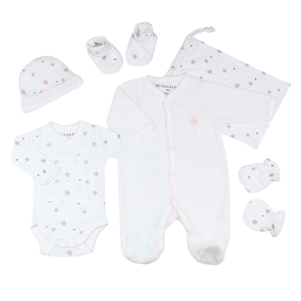 Kit Naissance 6Pcs Fille, Trousseau de naissance de Trois Kilos Sept