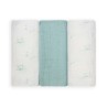 Lot de 3 langes vert d'eau - Petit chat - Oeko-tex Kinousses - 1 Lot de 3 langes vert d'eau - Petit chat - Oeko-tex Kinousses - 1