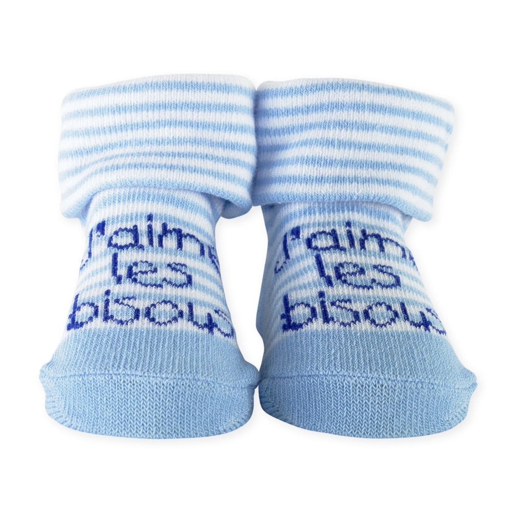 chaussette bébé sourire bleu clair | Filou & Friends