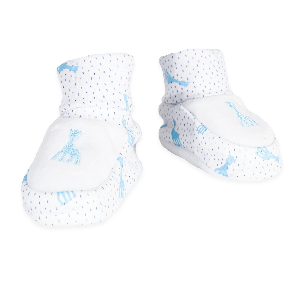 Chaussons bébé garçon bleu et blanc 100% coton - Sophie la girafe© ☆ Trois  Kilos Sept