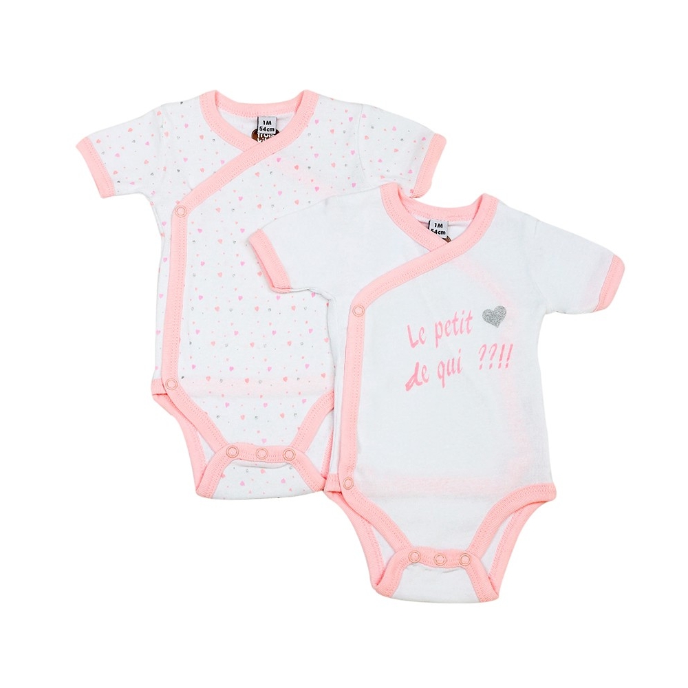 Body bébé croisé manches courtes - lot de 2