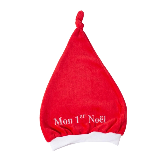 Bonnet Noël bébé - Bonnet polaire rouge et blanc chaud - 3/12 mois