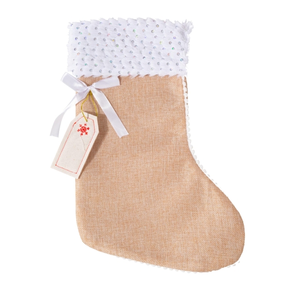 Calza di Natale in iuta da ricamare