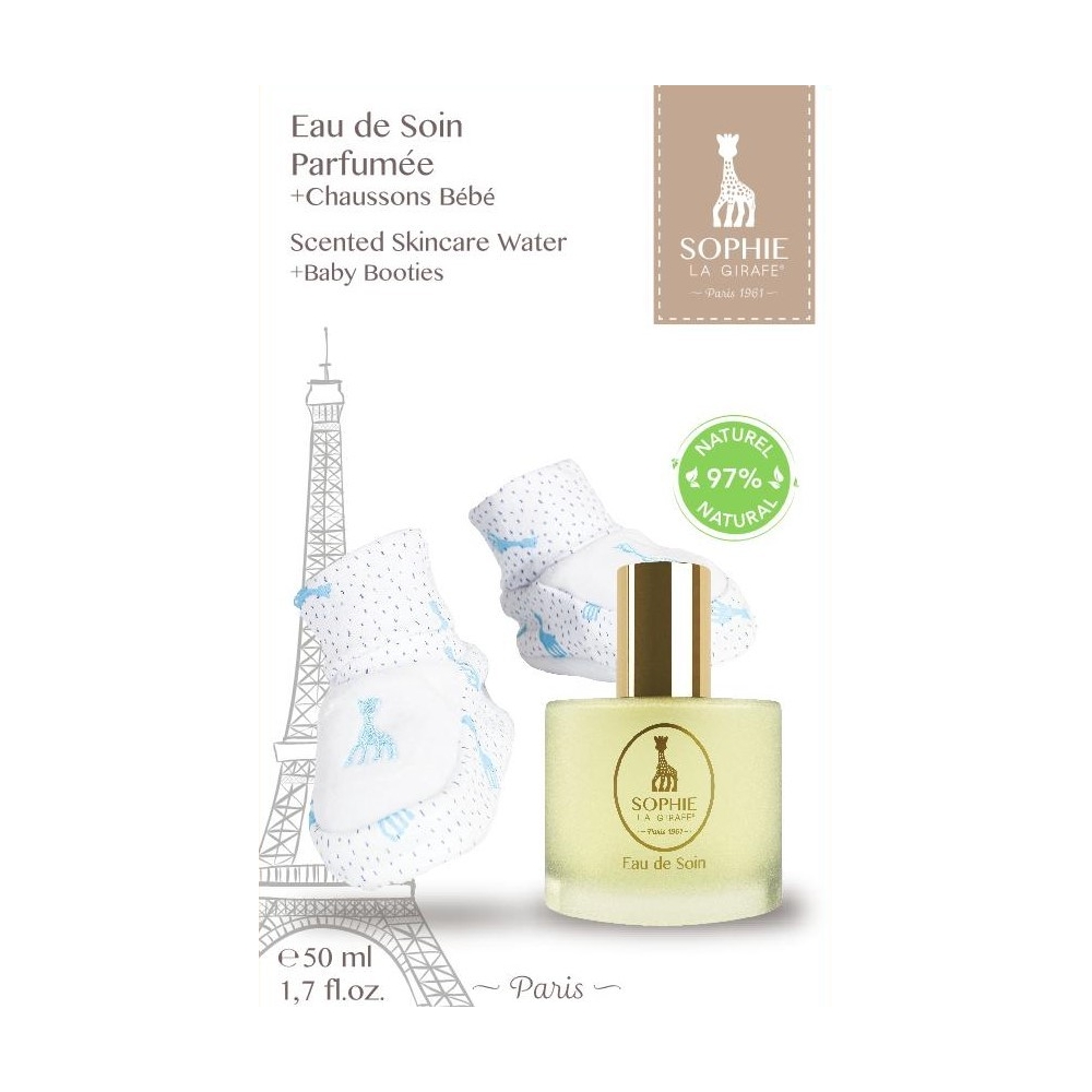 Coffret à offrir Sophie la girafe® - Eau de soin + chaussons bleu  - 1