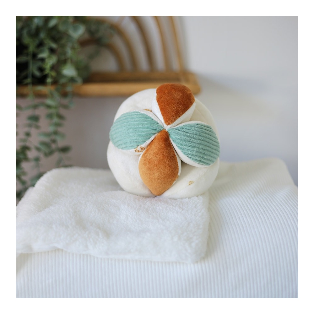 Bola sensorial colocada sobre a manta