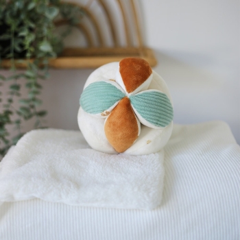 Bola sensorial colocada sobre a manta