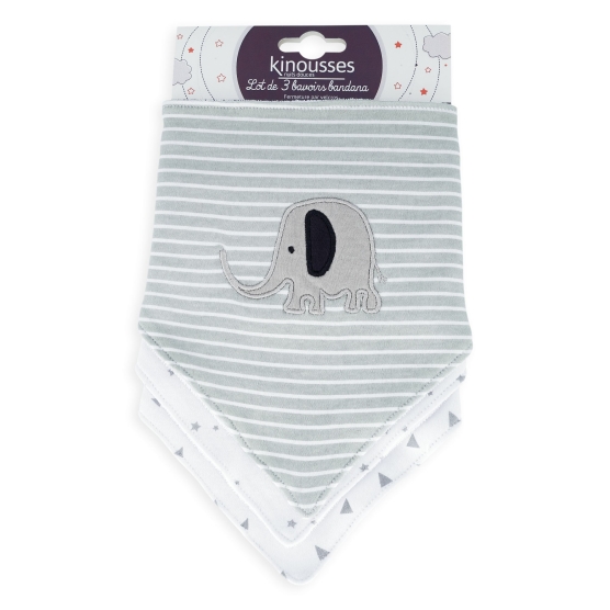 Lote de 2 babetes bandana elefantes