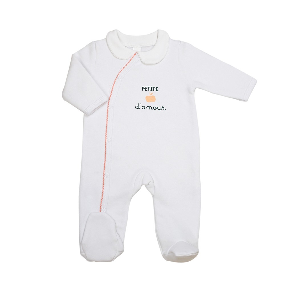 Pijama recém-nascido menina branco e rosa - Pequena maçã
