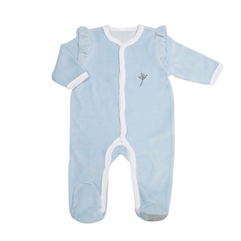 Motif broderie fleur sur pyjama en velours avec volants