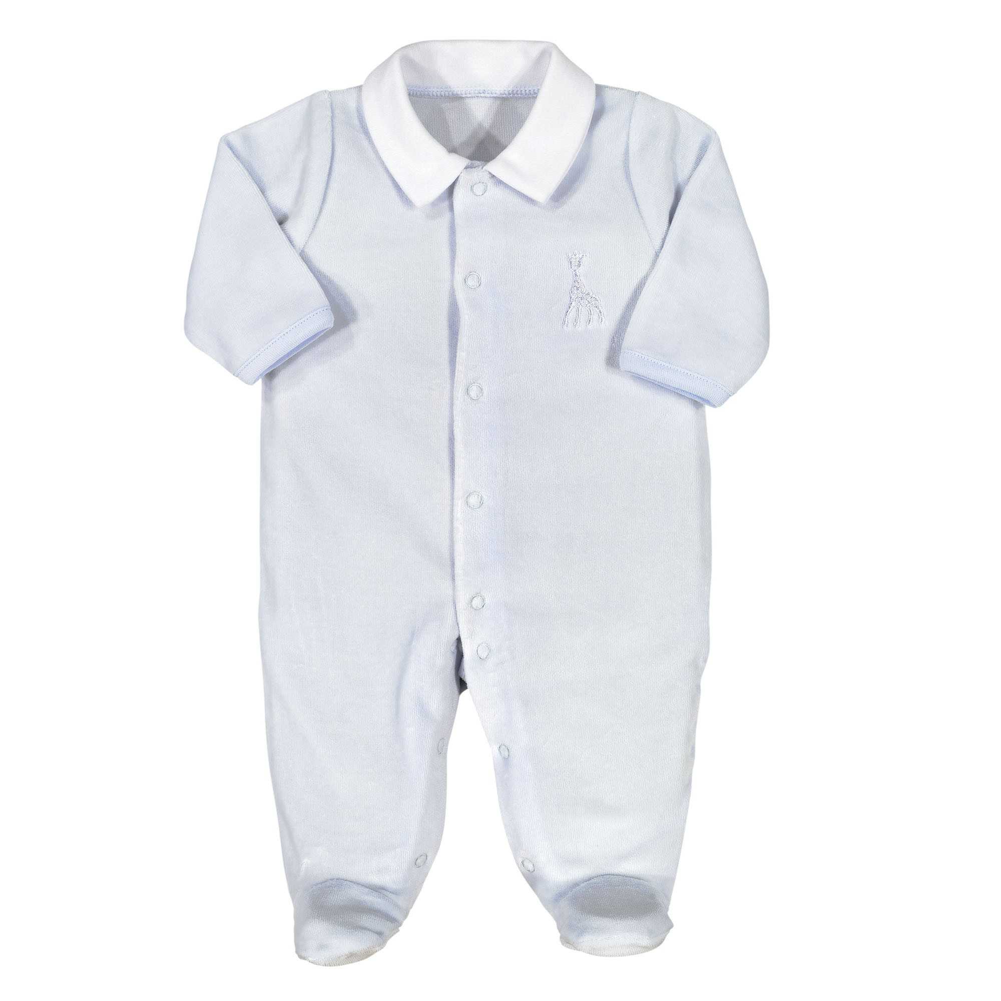 Trois Kilos Sept - Pyjama en velours bleu Sophie la girafe (3 mois)