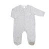 Pijama de recém-nascido em veludo cinzento mesclado bordado mini nous
