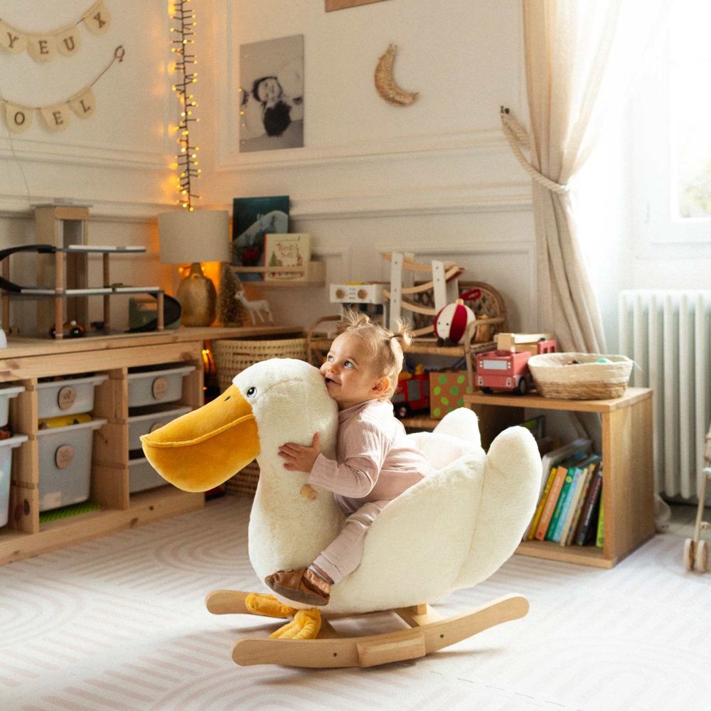 Rocking plush toy in the living room Rocking plush toy in the living room