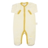 Pijama de bebé às riscas brancas e amarelas