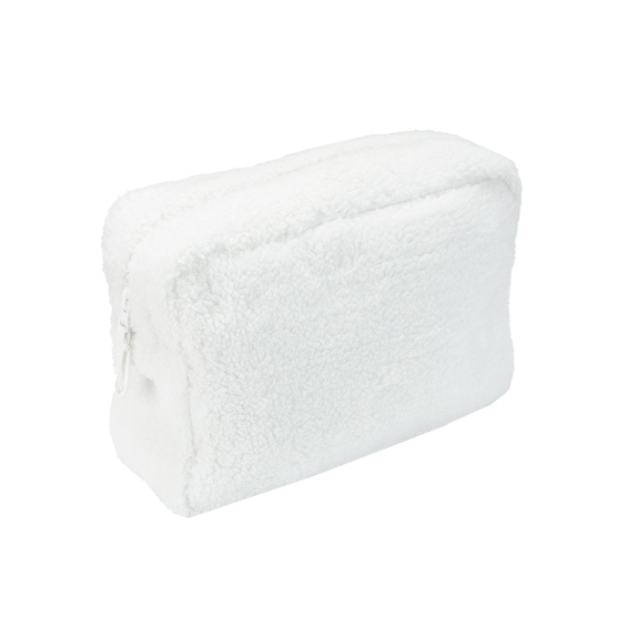White velvet baby toiletry bag with zipper