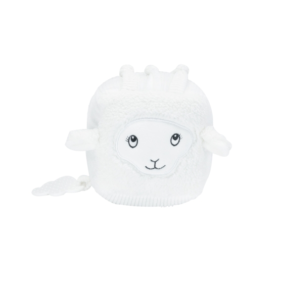 cubo de actividades para bebé de la colección Wooly en terciopelo blanco