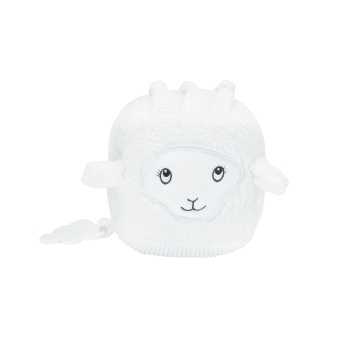 cubo de atividades para bebé da coleção Wooly em veludo branco