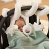 Baby in car seat with activity spiral