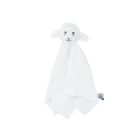 Doudou mouton blanc de la collection Wooly avec un all over mouton.