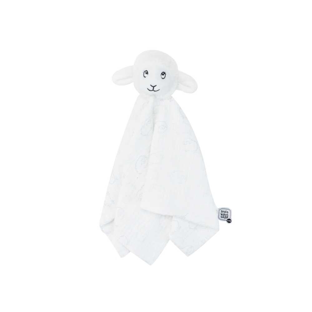 Peluche ovelha branca da coleção Wooly com um all over ovelha.