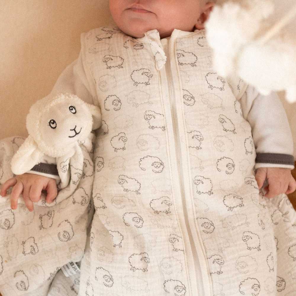 bebè con la copertina pecora tra le braccia