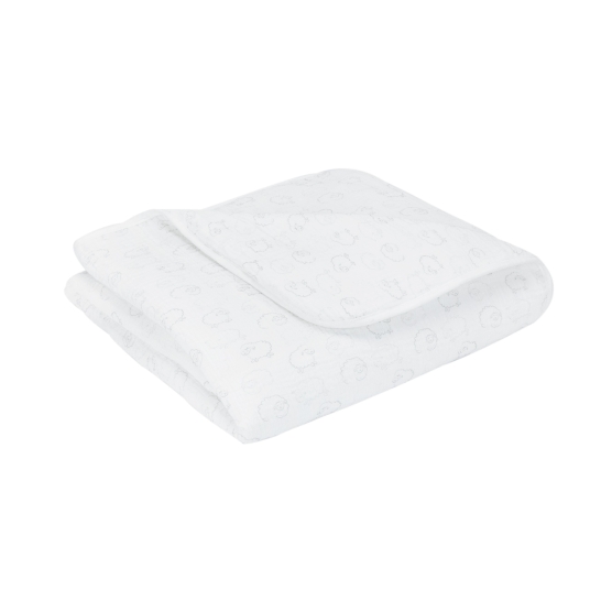 White cotton muslin baby blanket