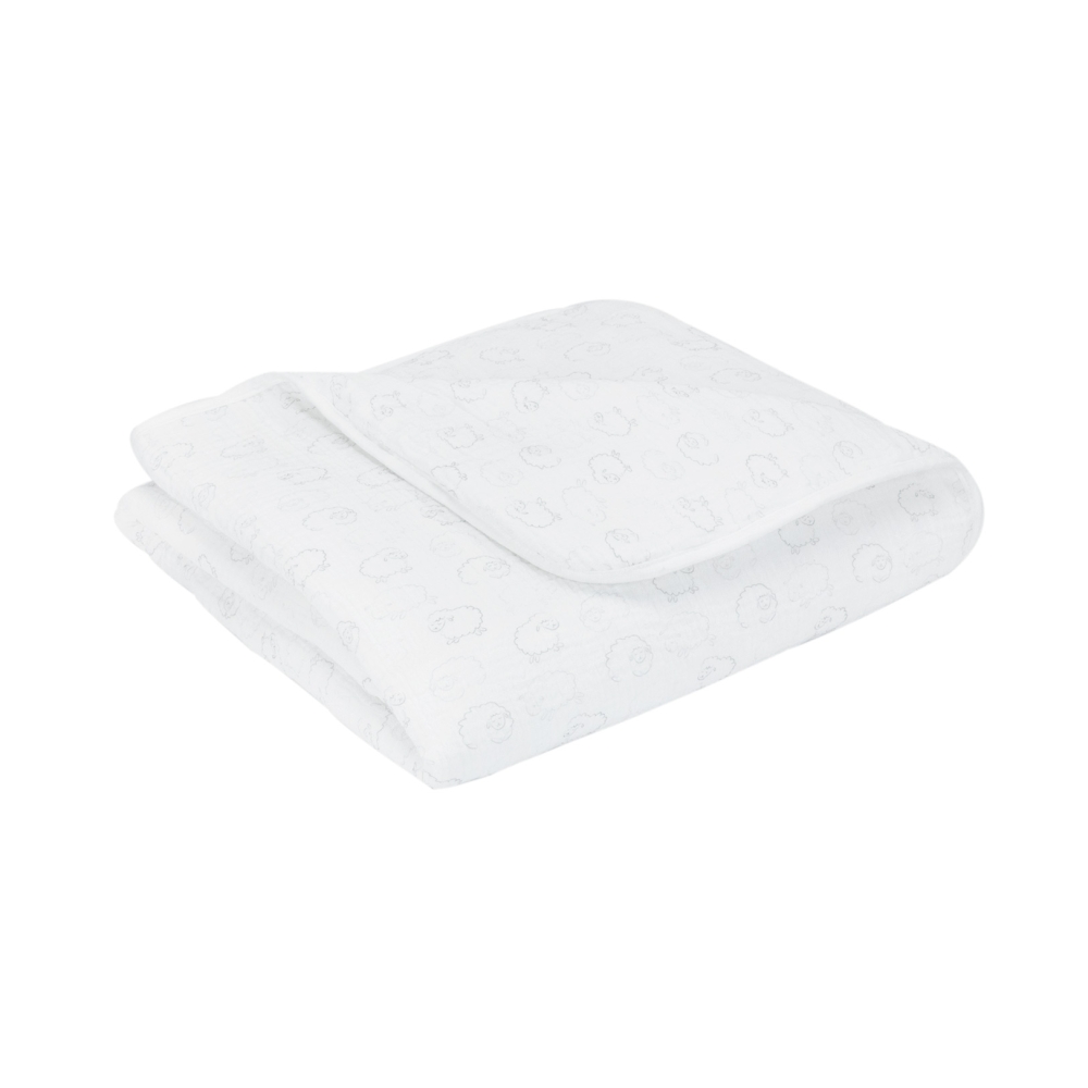 White cotton muslin baby blanket