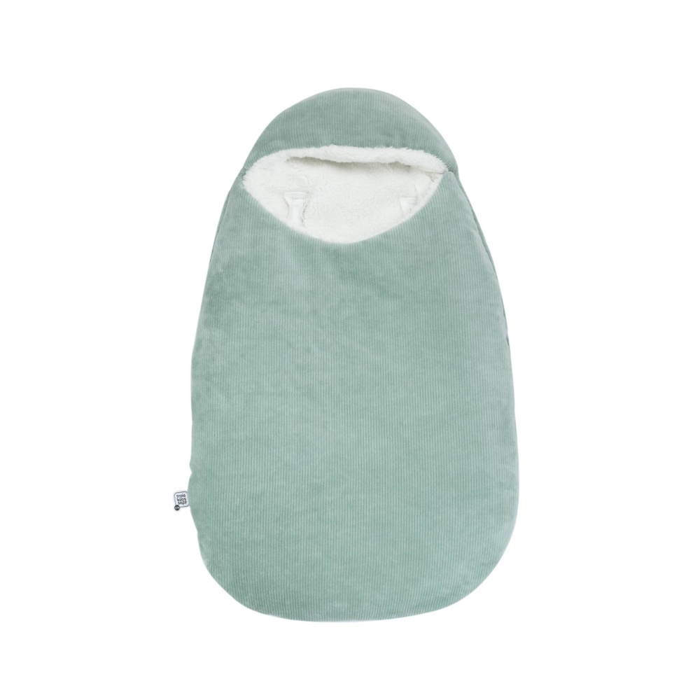 Sage green baby sleeping bag front view