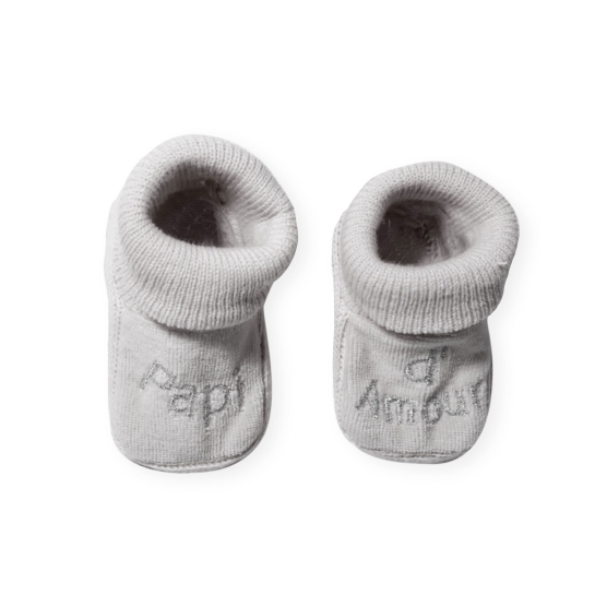 Gray "papi d'amour" (grandpa's love) booties