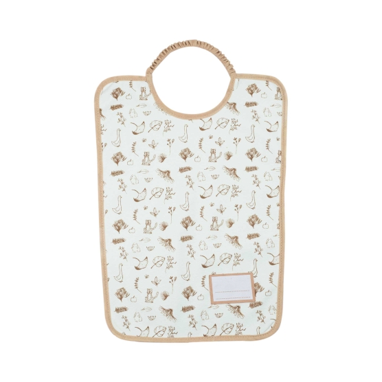 Set of 2 beige nursery bibs and with beige patterns
