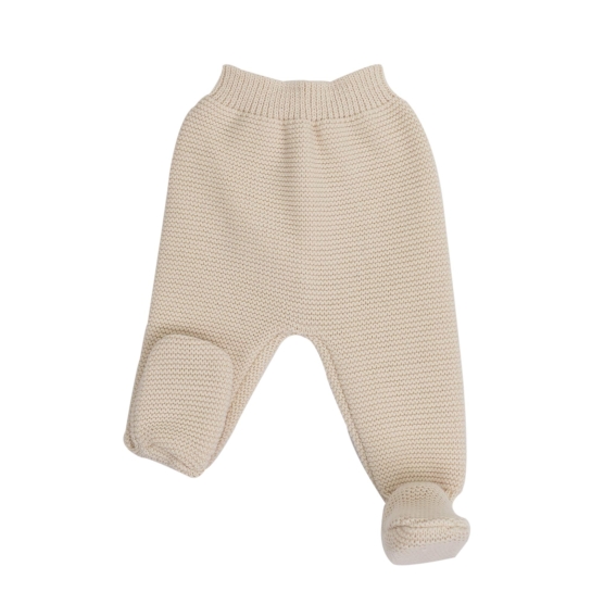 pantaloni in maglia color sabbia